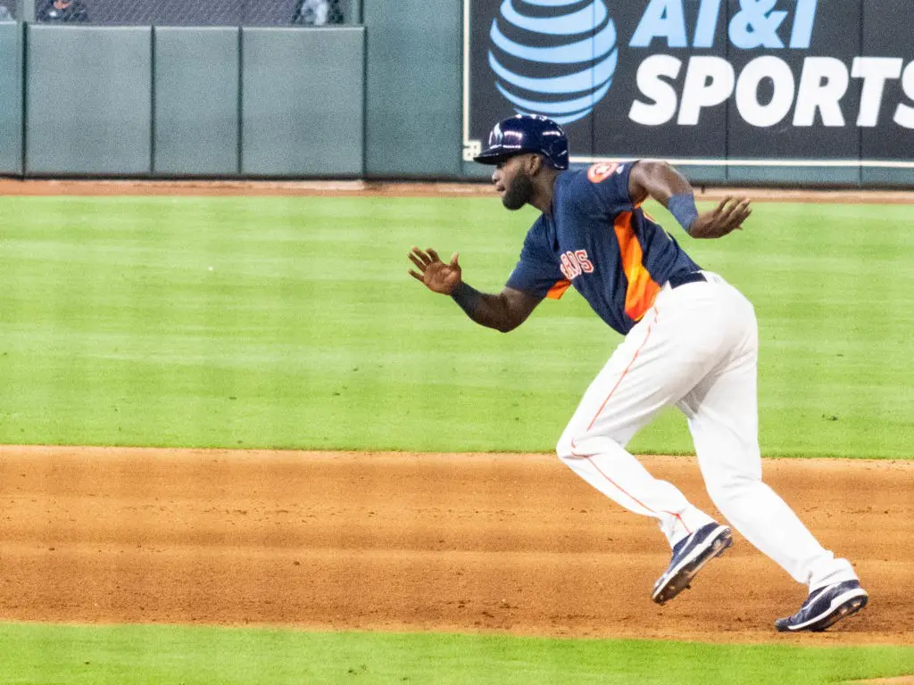 Yordan Alvarez ended his first game in the Major Leagues with a .500 on-base percentage. (Photo by F. Carter Smith)
