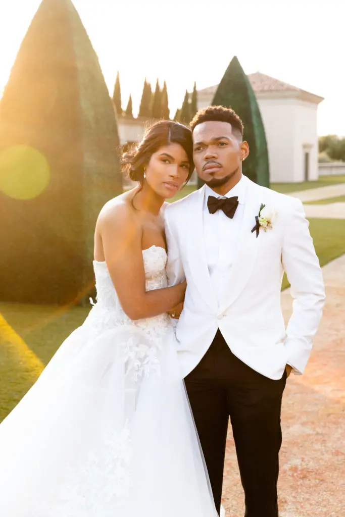 The bride and groom on their wedding day. (Photo by Duke Images)