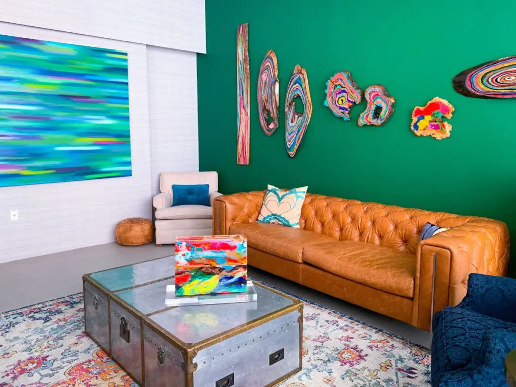 Christi Meril creates abstract art with wood. Courtesy of ALG (Photo by Sara Kerens)