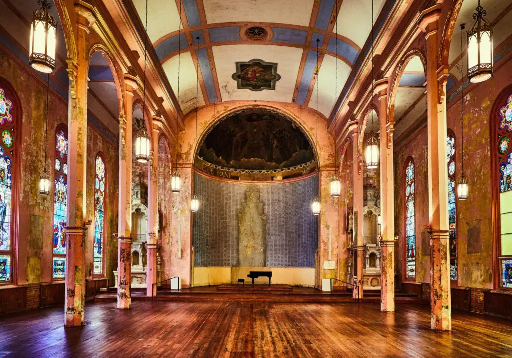 The former church's chancel is used for everything from Pilates  to yoga classes.(Photo by Hotel Peter & Paul)
