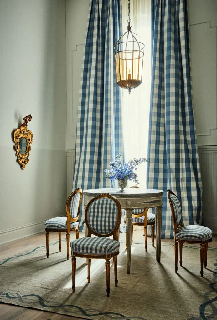 Check fabric from Swiss firm Filtex swaddle windows, cover chairs and more. (Photo by Hotel Peter & Paul)