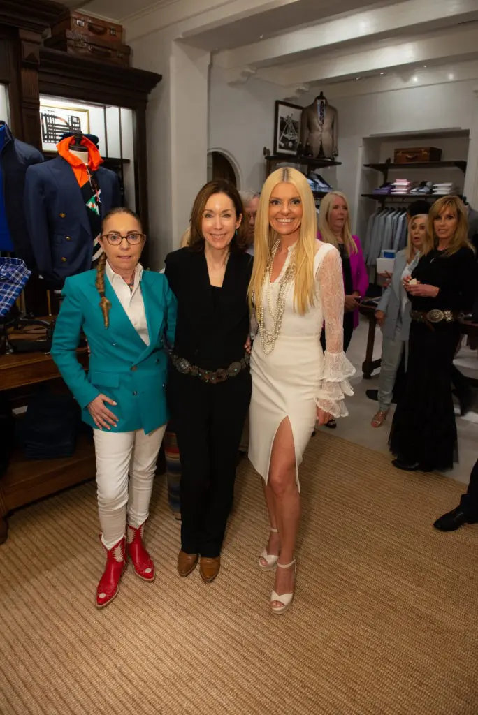 Martha Swearingen, Cherry Damianoff, Renia Orr at the Ralph Lauren opening in the Houston Galleria. (Photo by Emile C. Browne)