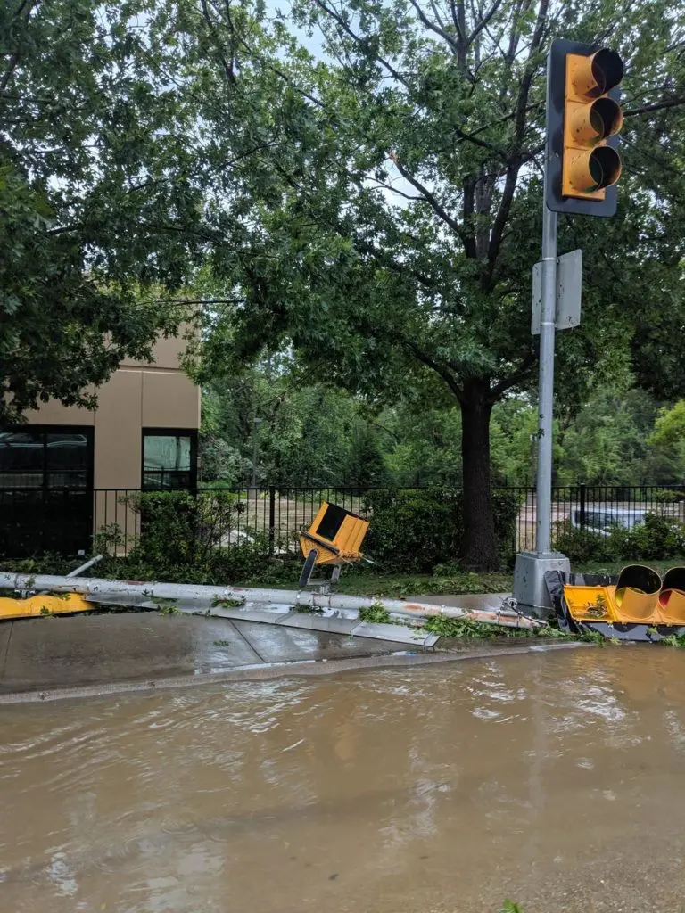 Traffic lights had fallen down all over. Photo by Emma Stroup via NBC