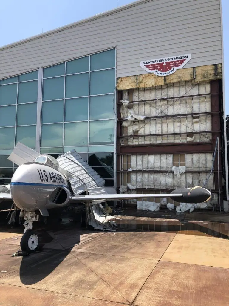 The Frontier of Flight Museum faced some damage. Photo by Cheryl Sutterfield-Jones via NBC