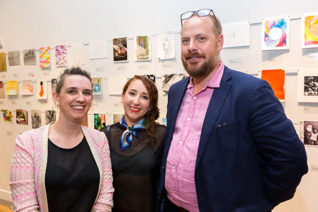 Co-chair Natasha Bowdoin, Debra Barrera, Nick Barbee at DiverseWorks' Luck of the Draw. (Photo by Alex Barber)