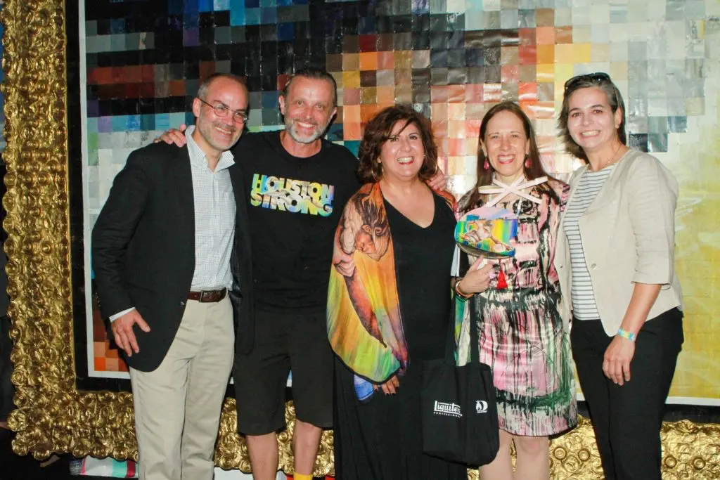 Consul General of France Alexis Andres, Sebastien "Mr. D. 1987" Boileau, Cynthia Alvarado, Catherine D. Anspon, Debbie McNulty at the Fifth Anniversary of Mr. D's "Préservons la Création" mural in Midtown. (Photo by Chris P. Bachman)
