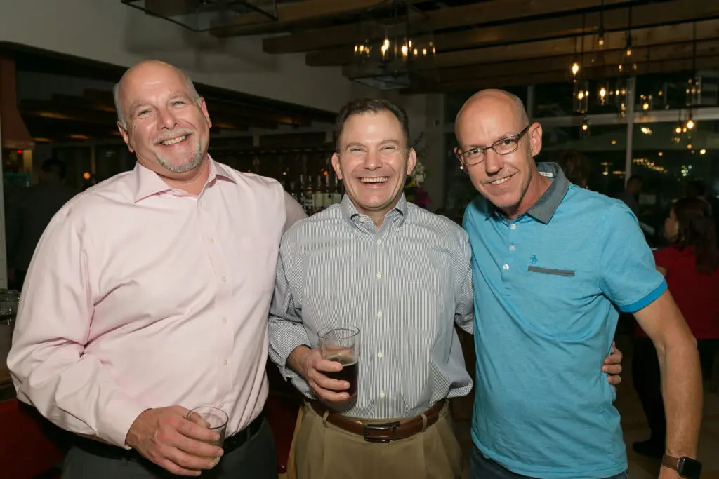 Chuck Bohovich, David Thailing, Dave Mayes at the Original Ninfa's Uptown opening night. (Photo by Emily Jaschke)