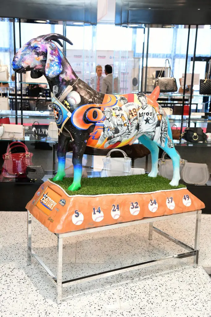 The G.O.A.T. (Greatest astros Of All Time) sculpture on the auction block. (Photo by Daniel Ortiz)