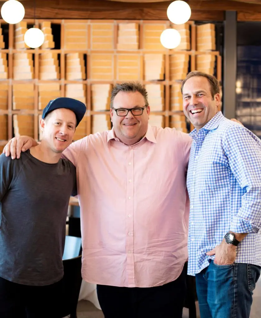 Mendocino corporate executive chef Jeremy Bringardner, Houston chef Chris Shepherd, Mendocino Farms owner Mario Del Pero