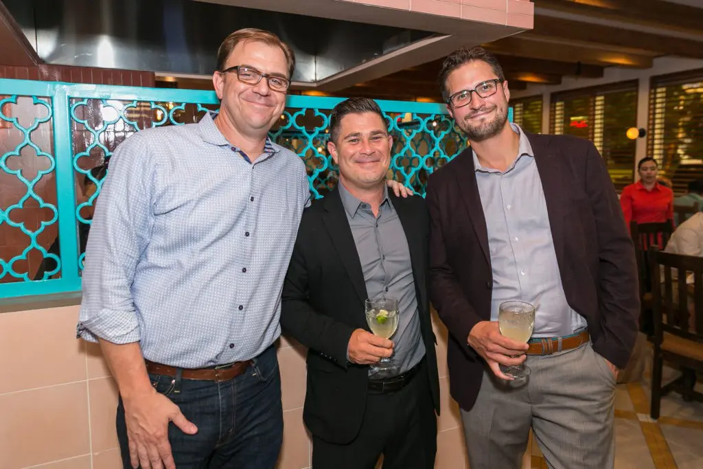 Jeremy Logan, Bobby Boenig, Brian Wiegman at the Original Ninfa's Uptown opening night. (Photo by Emily Jaschke)