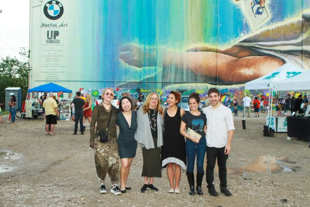 Christy Karll McWhorter, Becky Hollands, Barbara Davis, Aïda Eltorie, Lina Dib, Taylor Knapps at the Fifth Anniversary of Mr. D's "Préservons la Création" mural in Midtown. (Photo by Chris P. Bachman)