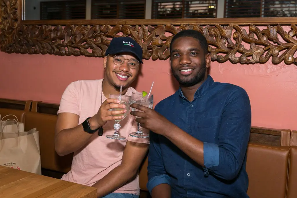 Lloyd Lewis, Dom McGhee at the Original Ninfa's Uptown opening night. (Photo by Emily Jaschke)