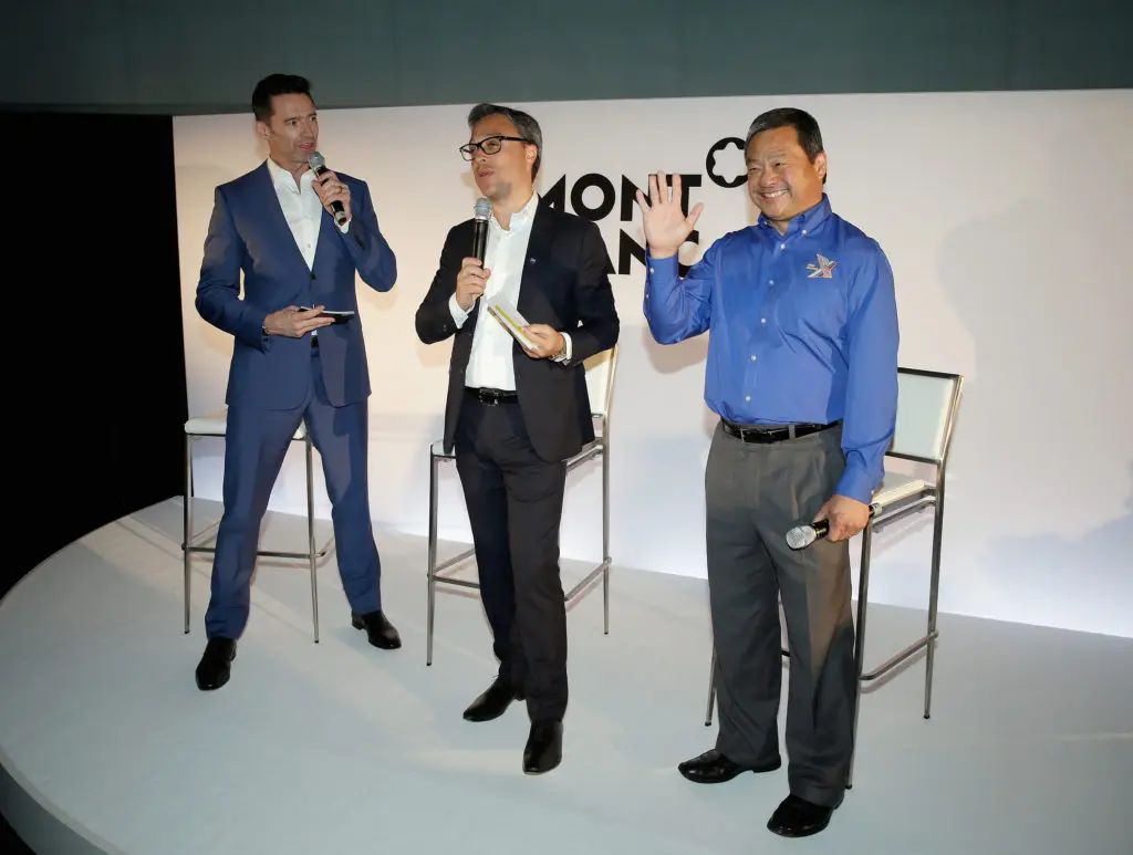 Hugh Jackman, Nicolas Baretzki and astronaut Leroy Chiao.