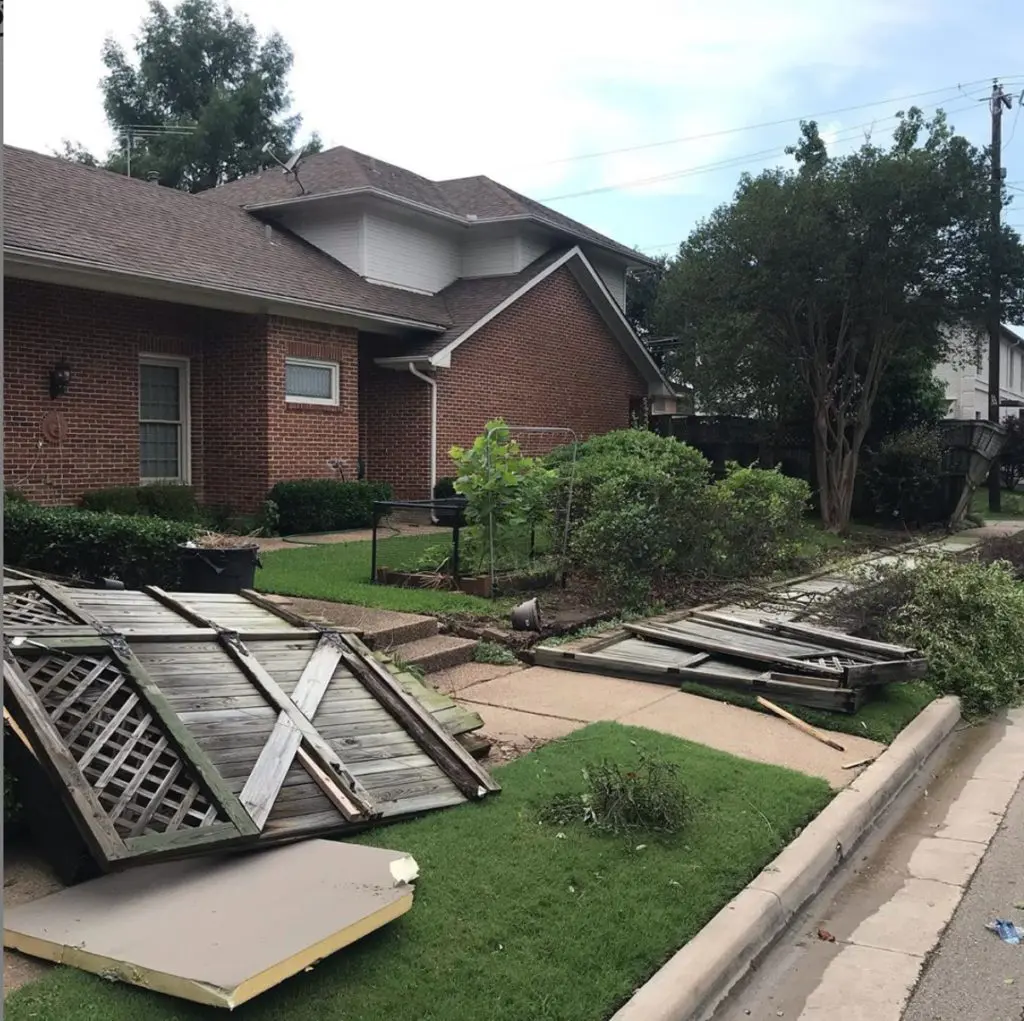 Fences were destroyed in Highland Park. Photo by @robertgessner via Instagram