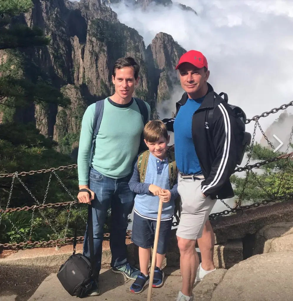 Henry Richardson, Cameron Taghdisi, Monsour Taghdisi at West Lake, Hangzhou, China, leg of their lengthy China vacation where the multi-lingual Cameron worked on mastering Mandarin. (Photo by Instagram photos)