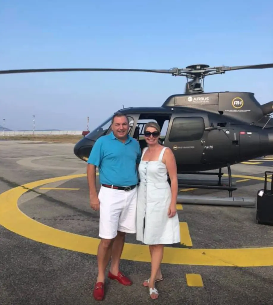 World travelers Tracy & Valerie Dieterich making their way to St. Tropez in style, via helicopter in 2019.(Photo by Instagram photos)