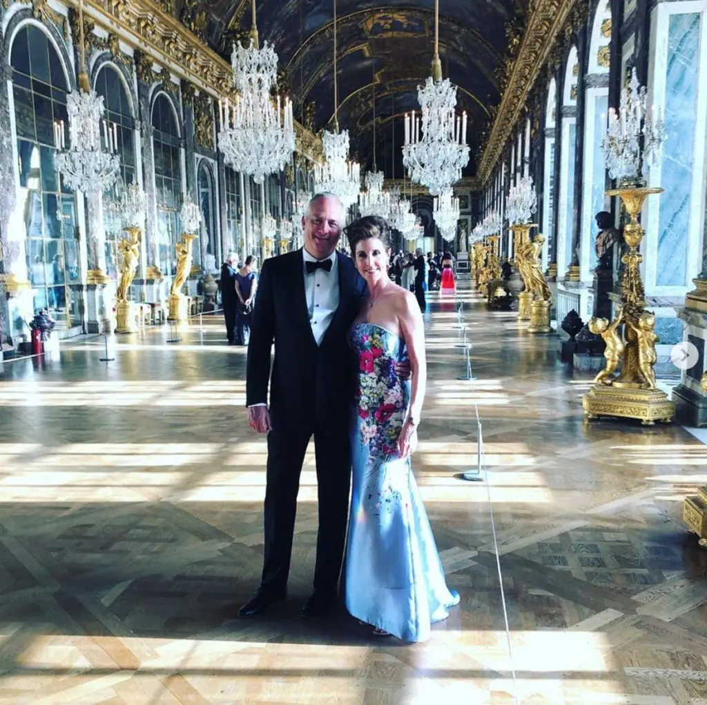 Bobby & Phoebe Tudor attending a magical dinner at Versailles for the American Friends of Versailles. (Photo by Instagram photos)