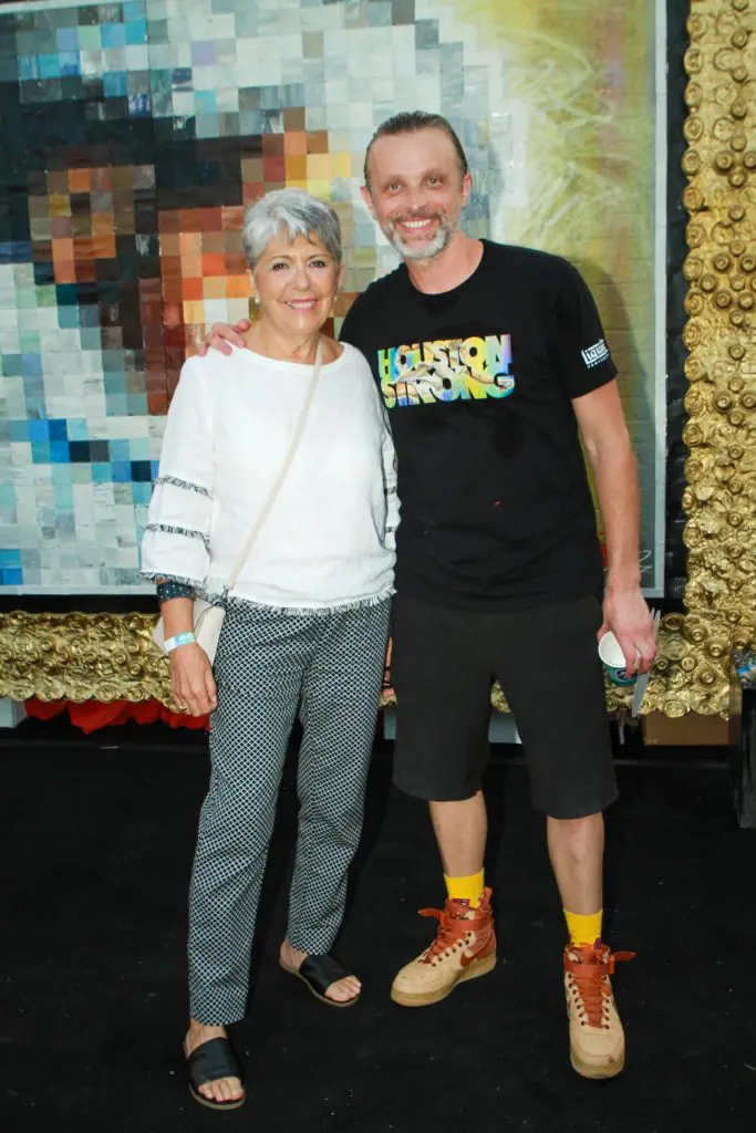 Loli Fernández-Andrade Kolber, Sebastien "Mr. D. 1987" Bolieau at the Fifth Anniversary of Mr. D's "Préservons la Création" mural in Midtown. (Photo by Chris P. Bachman)