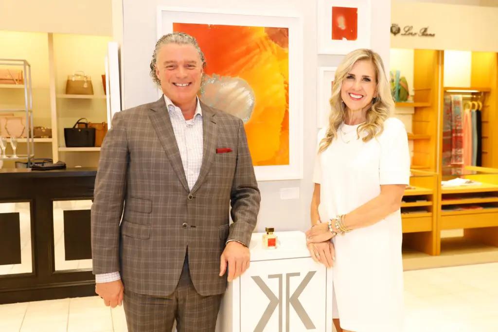 Stephen Brunelle, Jennifer Robinson at Maison Francis Kurkdjian's "Expanded Drops" at Neiman Marcus. (Photo by Priscilla Dickson)