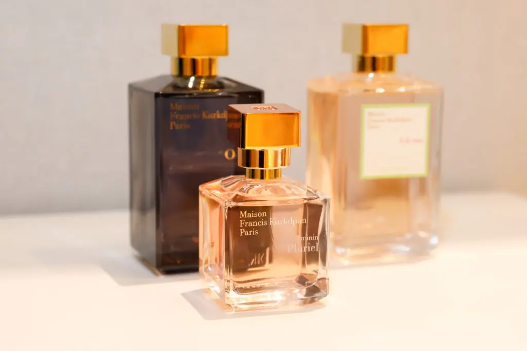 Assorted perfumes at Maison Francis Kurkdjian's "Expanded Drops" at Neiman Marcus. (Photo by Priscilla Dickson)