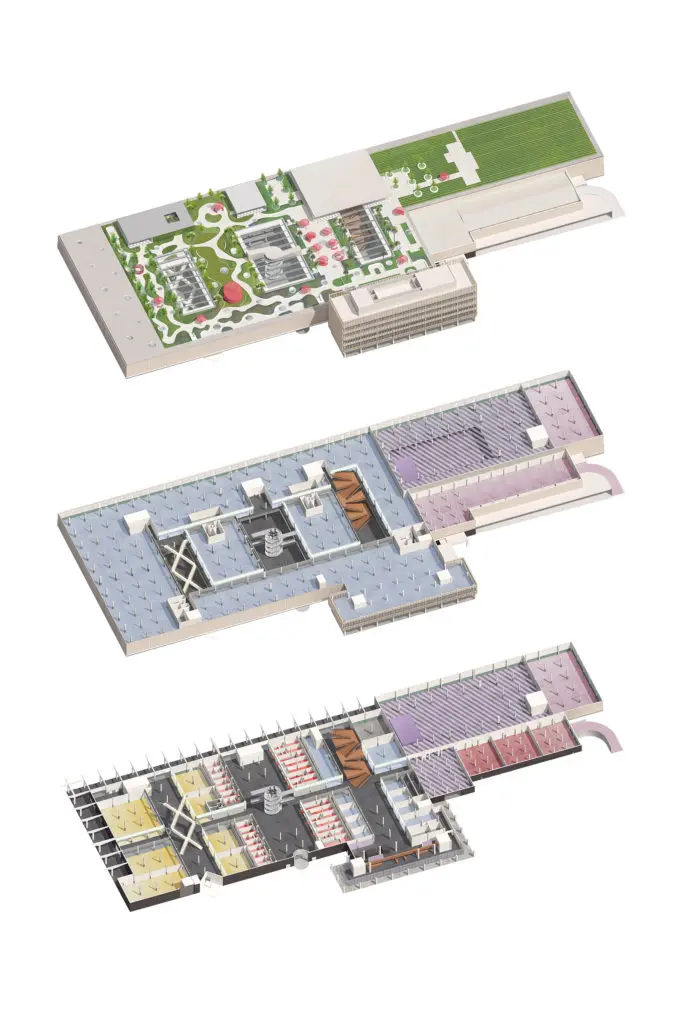The stack diagram of POST Houston provides insight to the roof garden. 