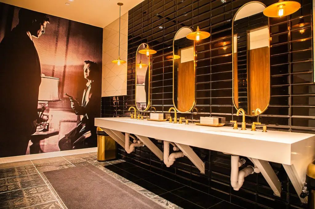 Even the restrooms are glam.  (Photo by Star Cinema Grill)