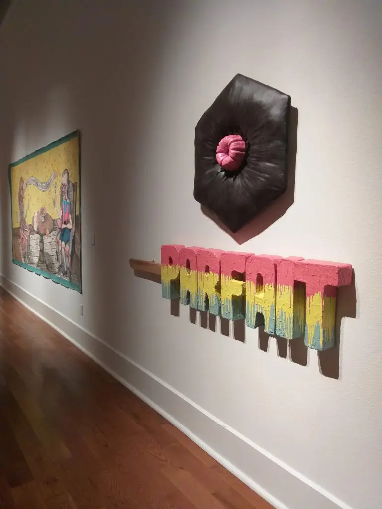 The opening wall of Chuck & George's "Cat Butt Parfait" certainly makes a statement at Galveston Arts Center. (Photo by CDA)