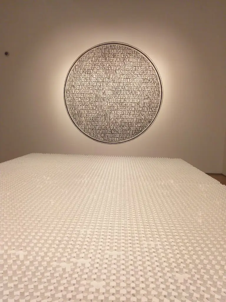 Installation view of Prince Varughese Thomas' works for "Site Lines: Artists Working in Texas," at Asia Society Texas Center. (Photo by CDA)
