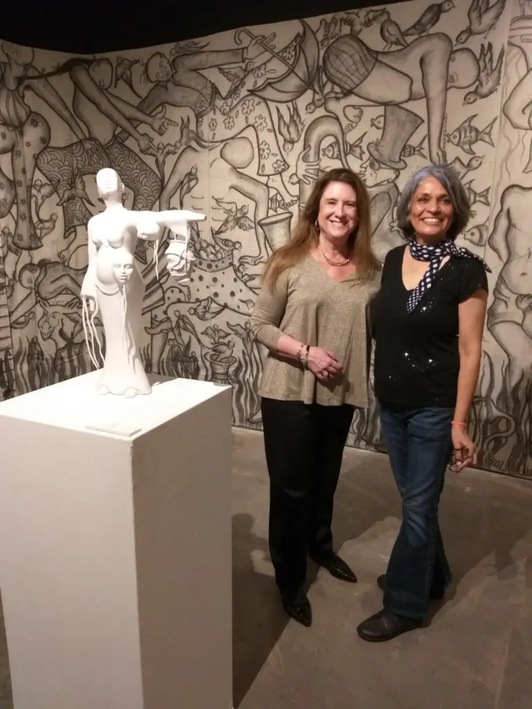 Gallerist Deborah Colton, artist Amita Bhatt at opening night of "Between Light and Shadow." (Photo by CDA)