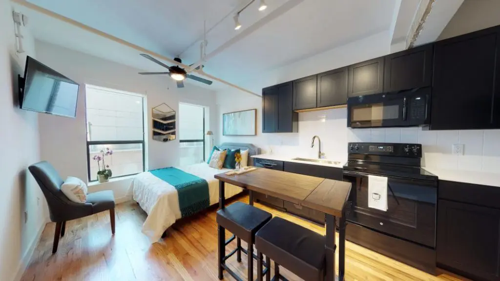 A studio apartment model at The Argyle.
