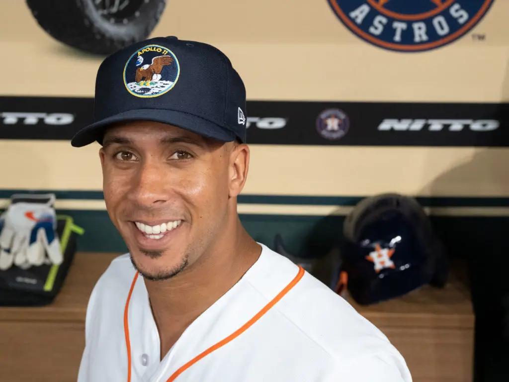 Michael Brantley is a hit machine. He can play defense too. And occasionally you'll get a big smile. (Photo by F. Carter Smith)