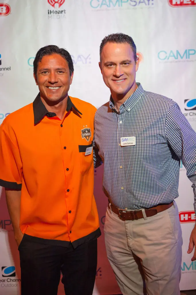 Celebrity lane captains former Houston dynamo Brian Ching, KTRK Channel 13 sports anchor Greg Bailey. (Photo by Todd Parker, STP Images)