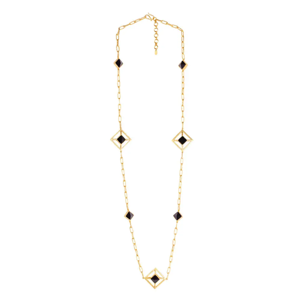 The Carina necklace in black onyx by Christina Greene is priced at $350. (Photo by Kristen Eide)