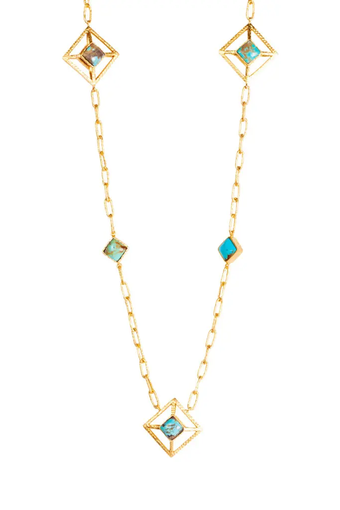 Christina Greene's Carina necklace in turquoise is the priciest item in the collection, tagged at $358.(Photo by Kristen Eide)