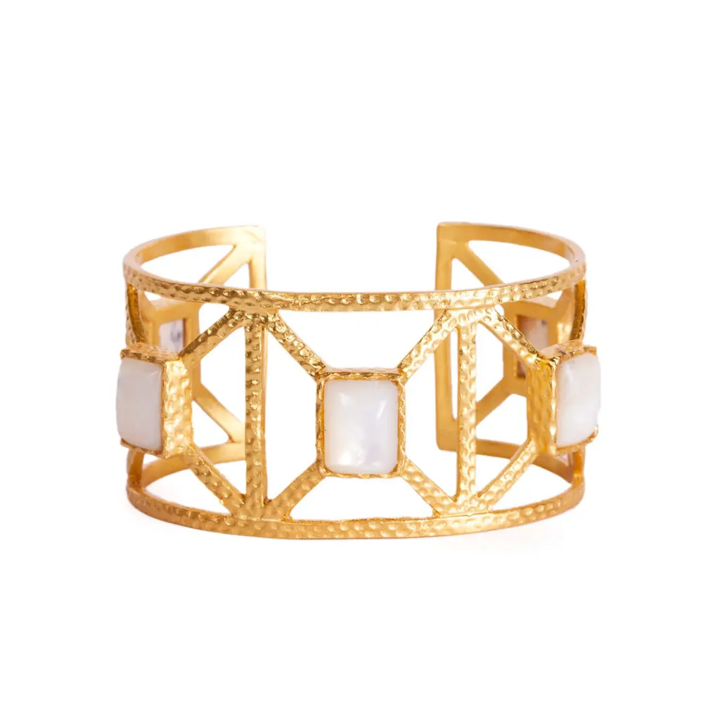The Christina Greene Lennox cuff features mother of pearl and is priced at $210. (Photo by Kristen Eide)