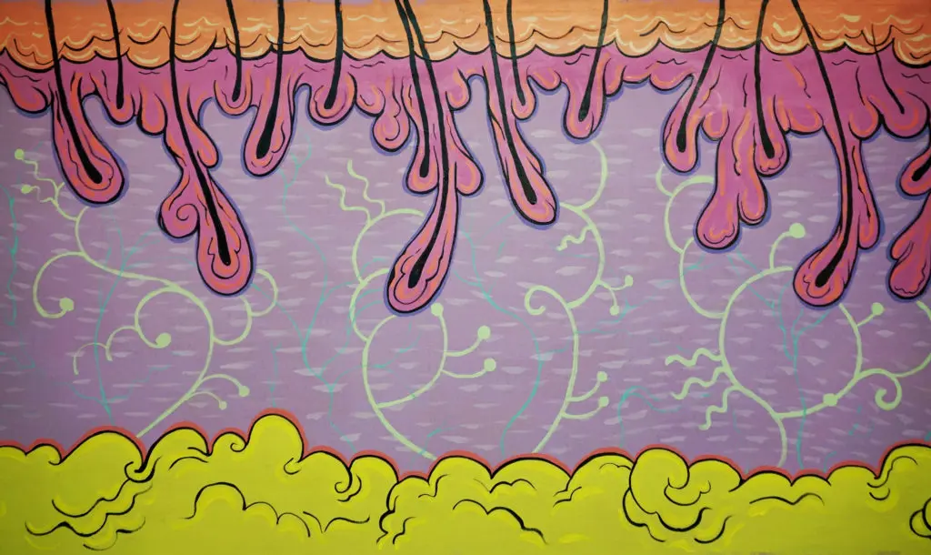 Chuck & George's "Feline Epidermis," 2019, at Galveston Arts Center