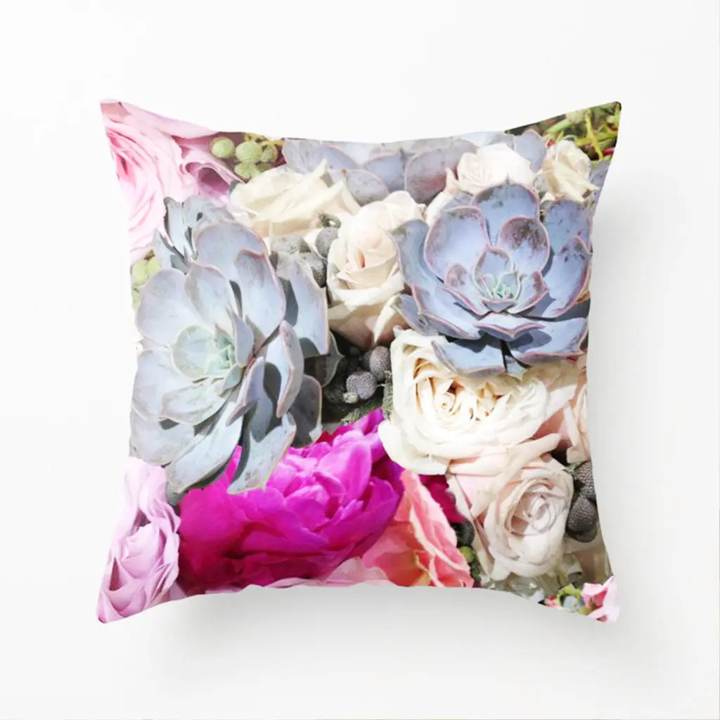 The Succulent and Floral pattern is repeated on decorative pillows. (Courtesy photo)