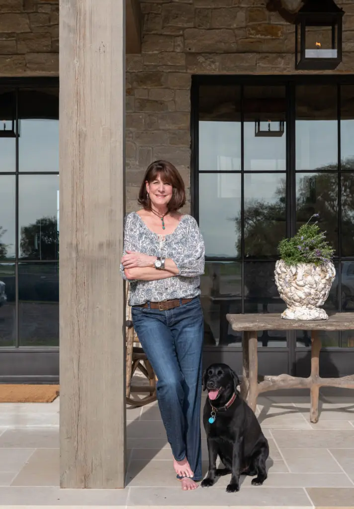 Interior designer Ginger Barber of Ginger Barber Interior Design on site at Spread Oaks Ranch. (Photo by Michael Hunter)
