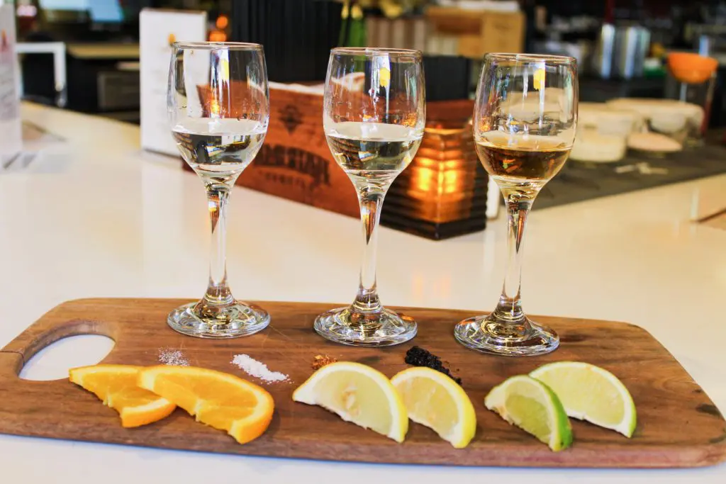 There are three tequila flight options at Jalisco Norte. 