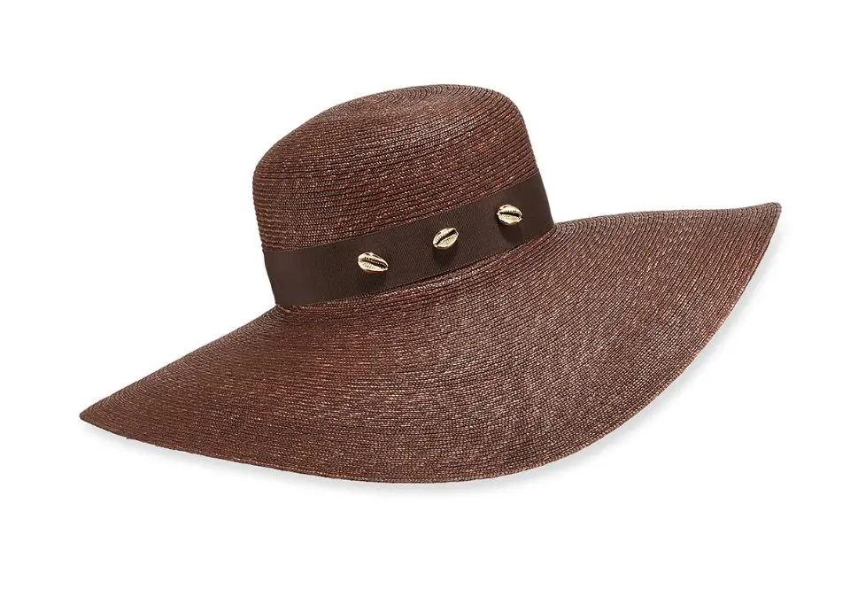 Jane Taylor's straw hat with brass shells, priced at $720, available at Neiman Marcus.