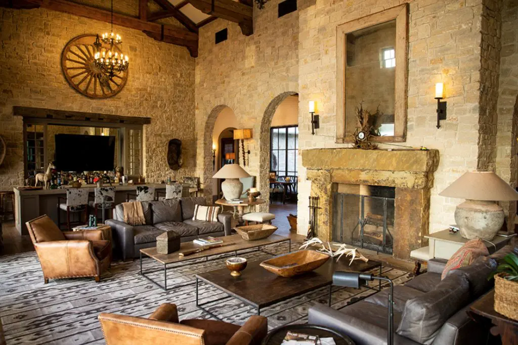 Spread Oaks Ranch interiors reflect the western heritage of the region and the natural environment of the 5,500 acre hunting retreat near Bay City, Texas.  (Photo by Michael Hunter)