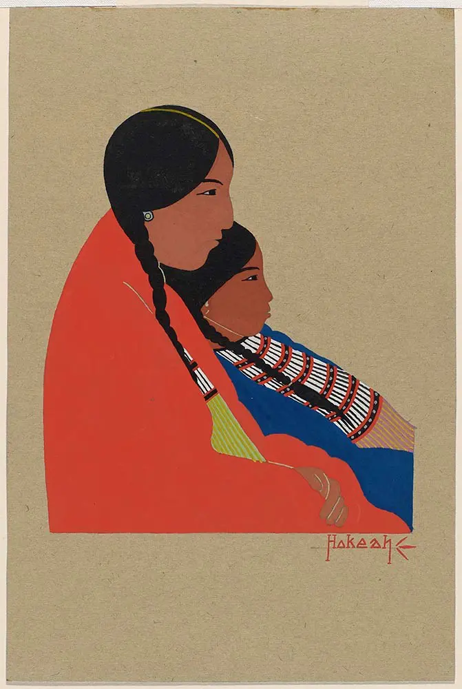 See "Kiowa Mother and Child" (Jack Hokeah, 1930–39) at the MFAH's new Ima Hogg exhibition.