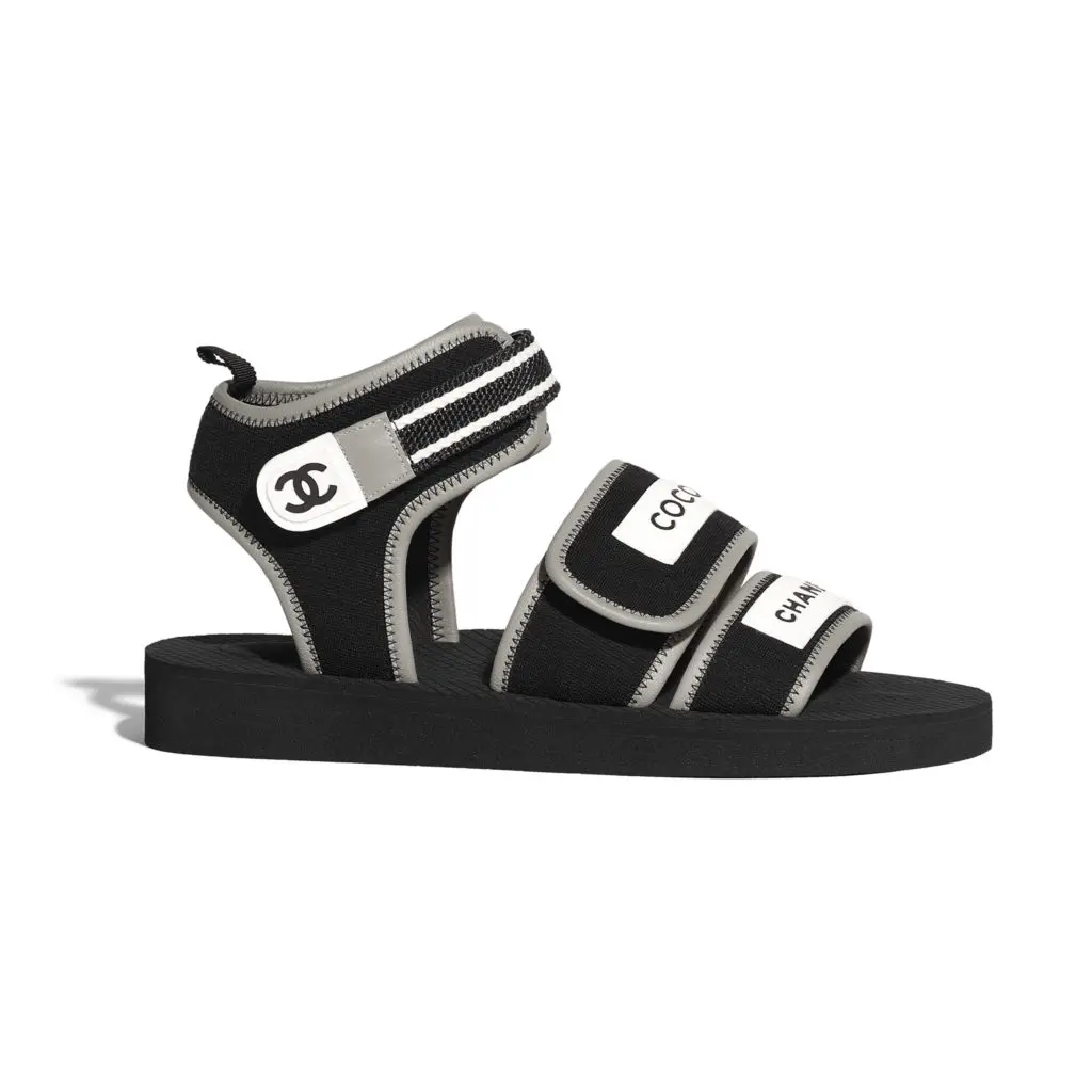 Still want in on the chunky sandal trend? Chanel offers these velcro numbers.
