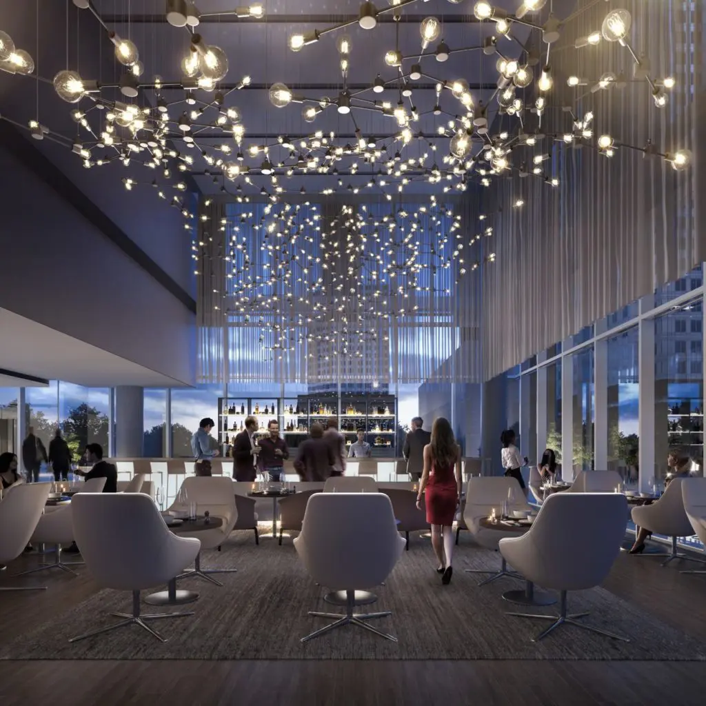 A rendering of HALL Arts Hotel's lounge area. Courtesy of HALL Arts Hotel