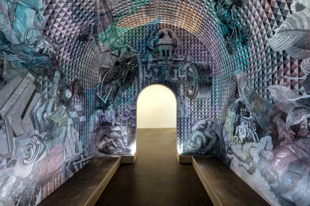 The audience can walk in and immerse themselves in Moreno's paintings. Courtesy of Erin Cluley Gallery