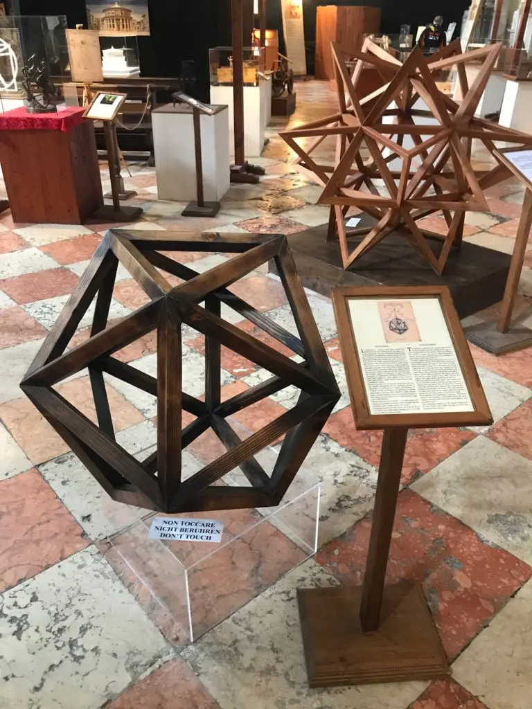 Inside the La Chiesa di San Barnaba, an exhibit of Leonardo da Vinci’s inventions and machines. The Renaissance master is a touchstone of Houston artist Justin Garcia's practice. 