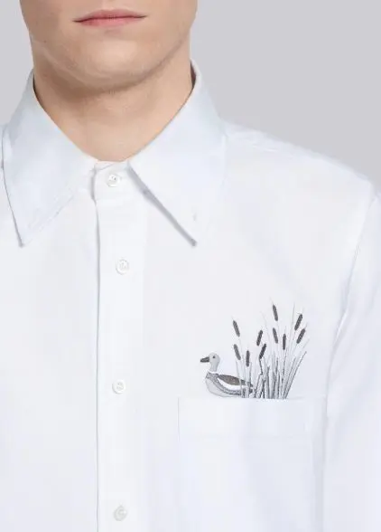 Thom Browne pocket duck embroidered oxford, available at thombrowne.com, $490.