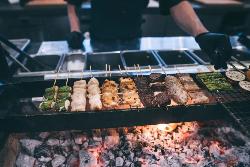 The selection of kushiyaki (grilled fare) offered at Roka Akor's Roka Reserve experience includes vegetables, chicken and beef.