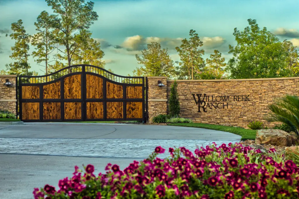 The Willowcreek Ranch entrance gives a hint of the luxury beyond.