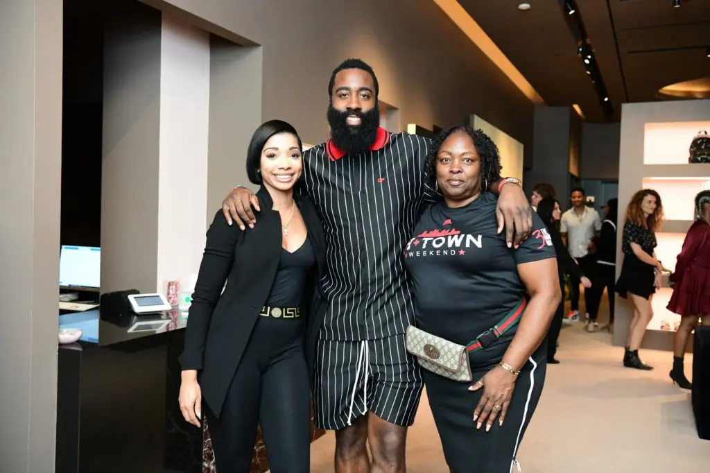 Britney Sumpter, James Harden, and his mom, Monja Willis